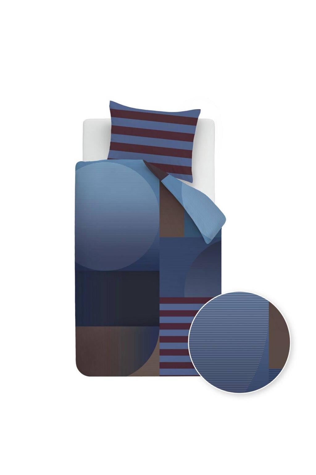 Beddinghouse Dutch Design katoen-satijnen grafische 1-persoons dekbedovertrek 140x220 cm - blauw