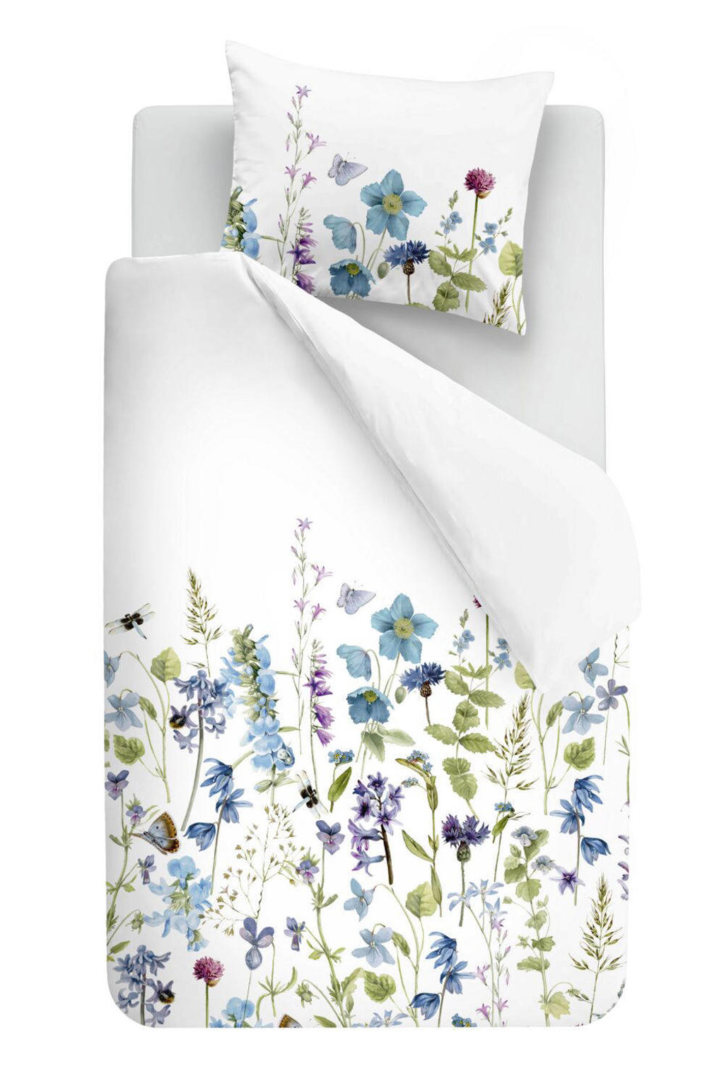 Marjolein Bastin katoenen gebloemd 1-persoons dekbedovertrek 140x220 cm - blauw