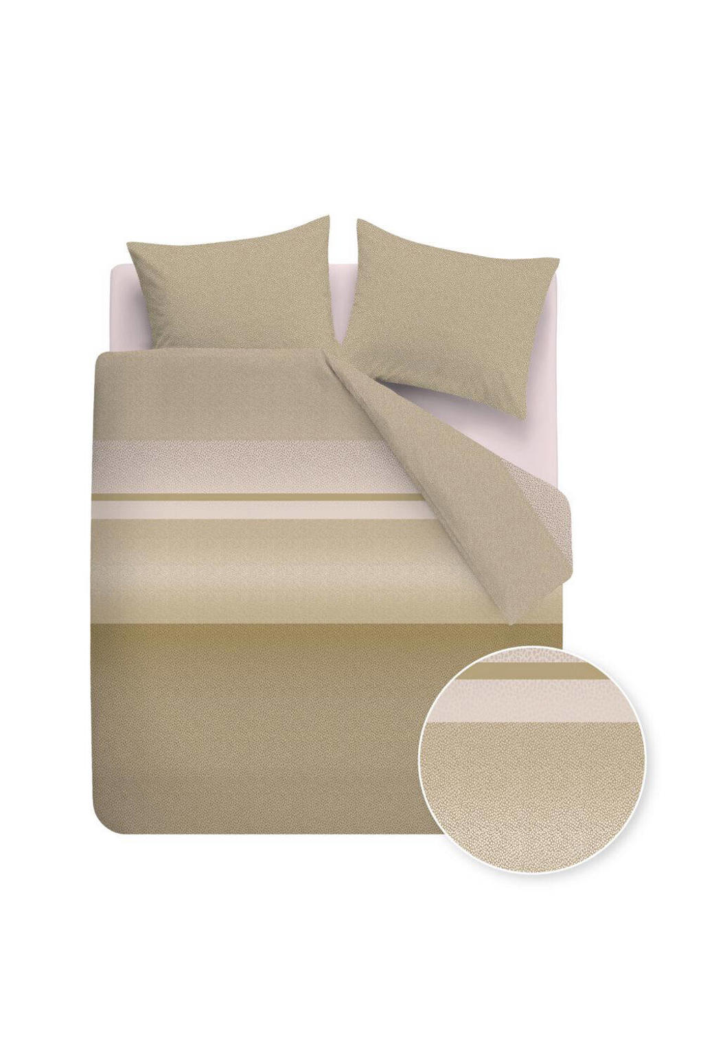 Beddinghouse katoenen gestreepte lits-jumeaux dekbedovertrek 240x220 cm - goud