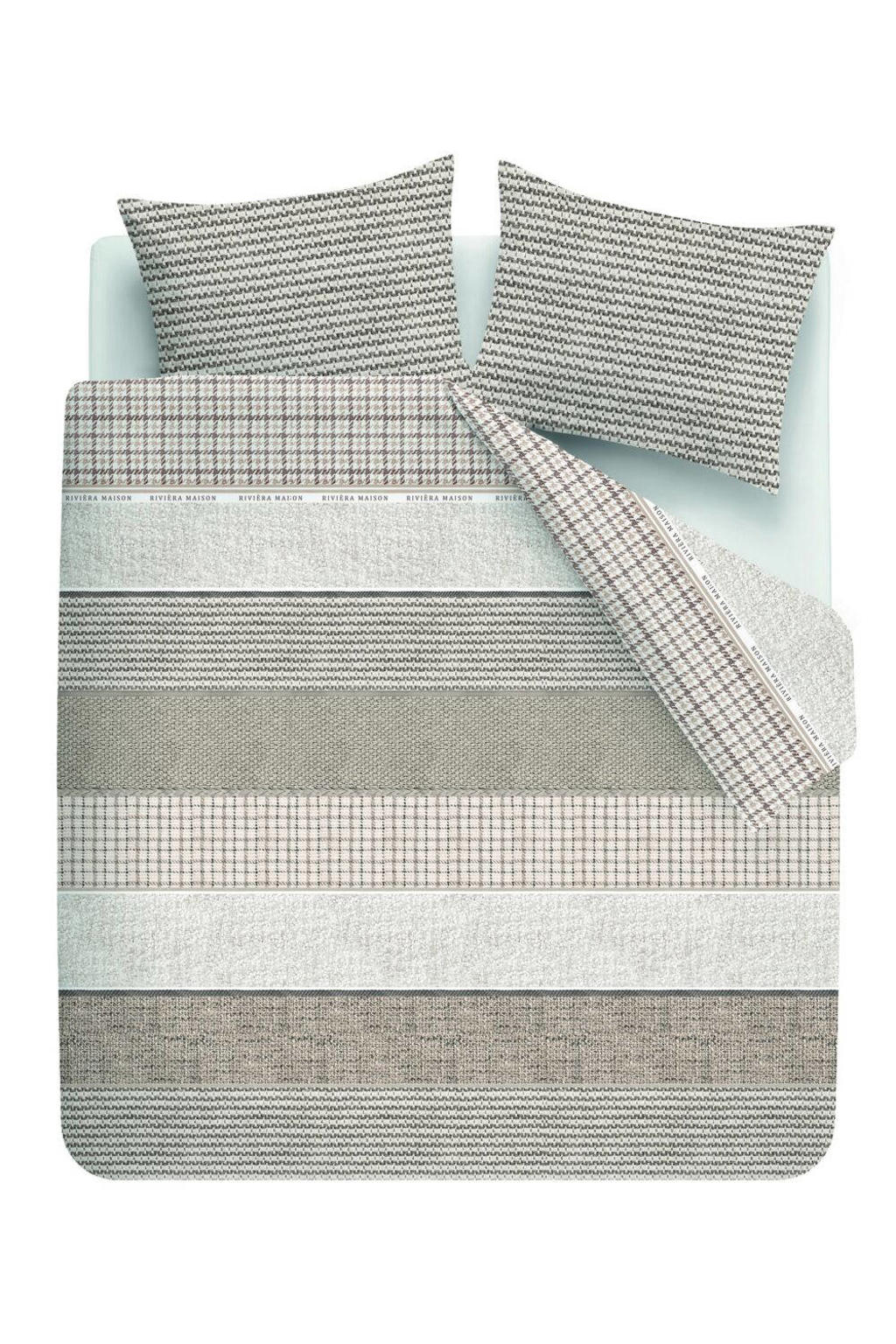Riviera Maison katoenen gestreept lits-jumeaux dekbedovertrek 240x220 cm - zand