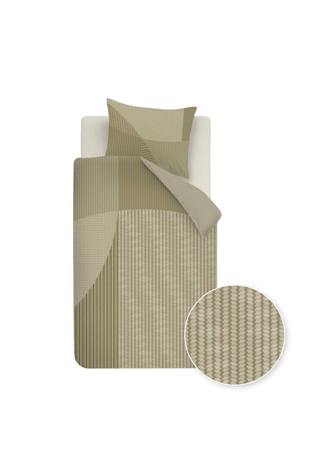 Beddinghouse flanellen grafische 1-persoons dekbedovertrek 140x220 cm - naturel