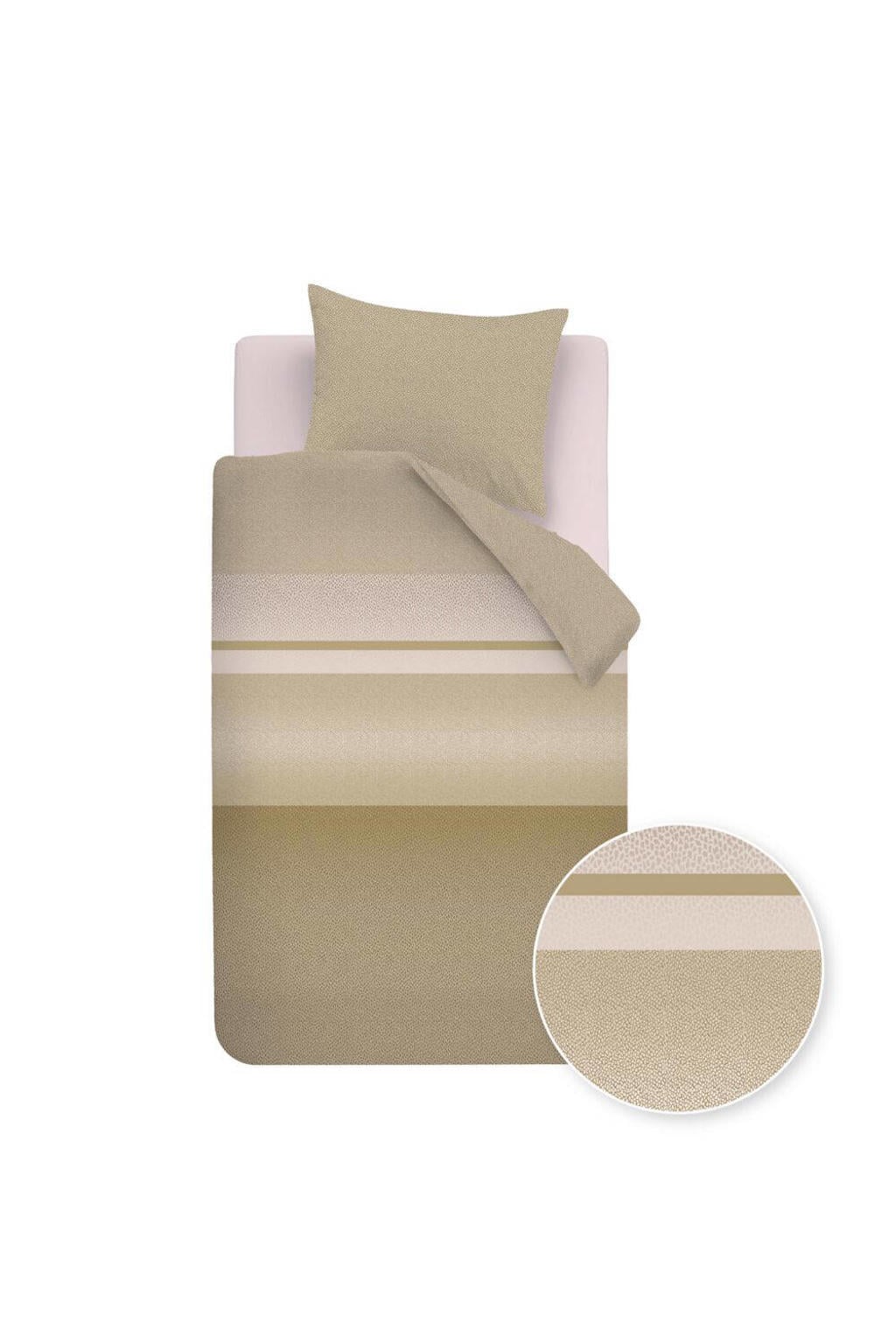 Beddinghouse katoenen gestreept 1-persoons dekbedovertrek 140x220 cm - goud