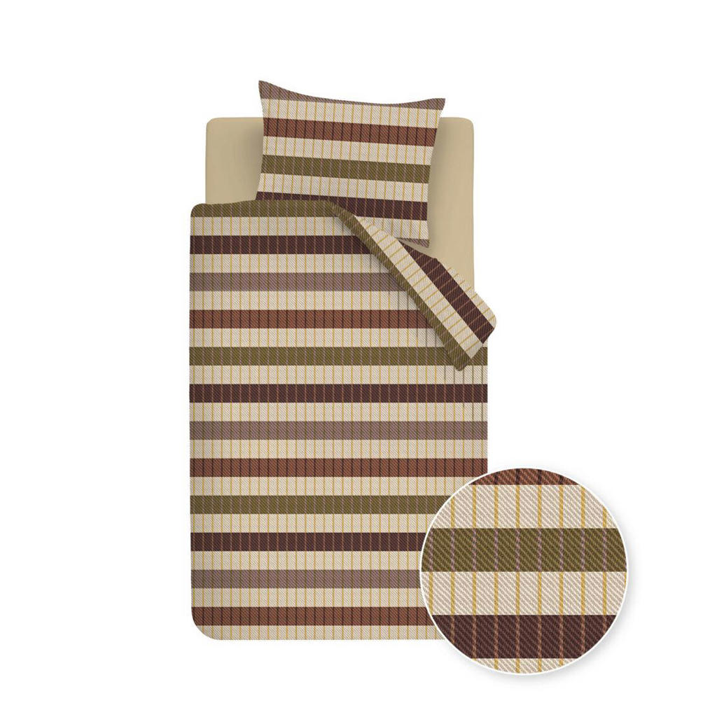 Beddinghouse flanellen grafische 1-persoons dekbedovertrek 140x220 cm - terra