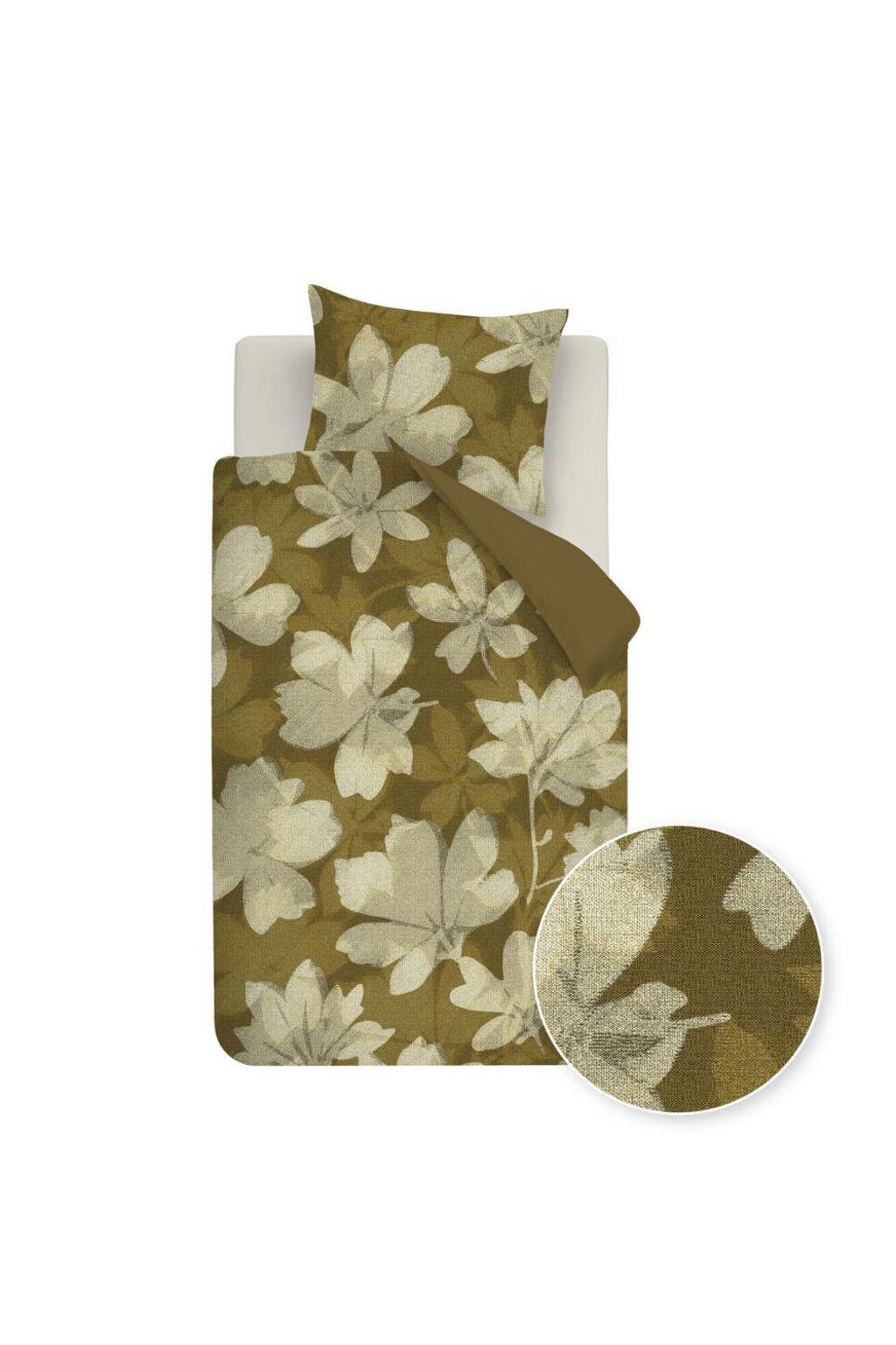 Beddinghouse velours gebloemde 1-persoons dekbedovertrek 140x220 cm - goud