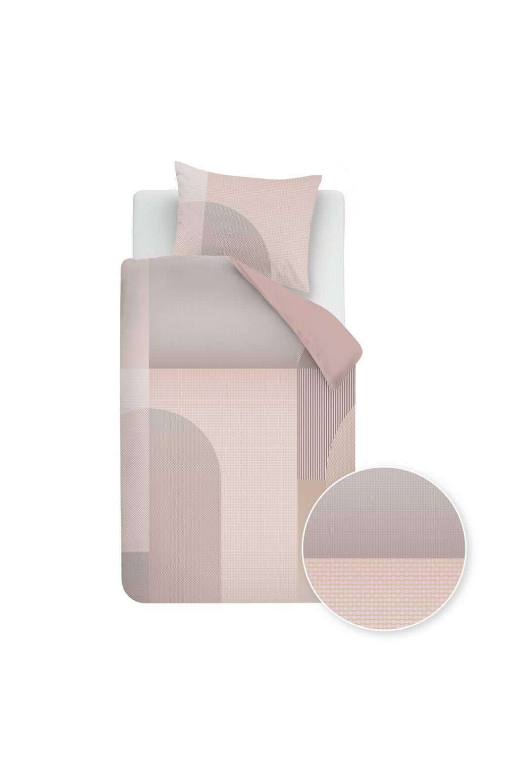 Beddinghouse Dutch Design katoen-satijnen grafische 1-persoons dekbedovertrek 140x220 cm - zand