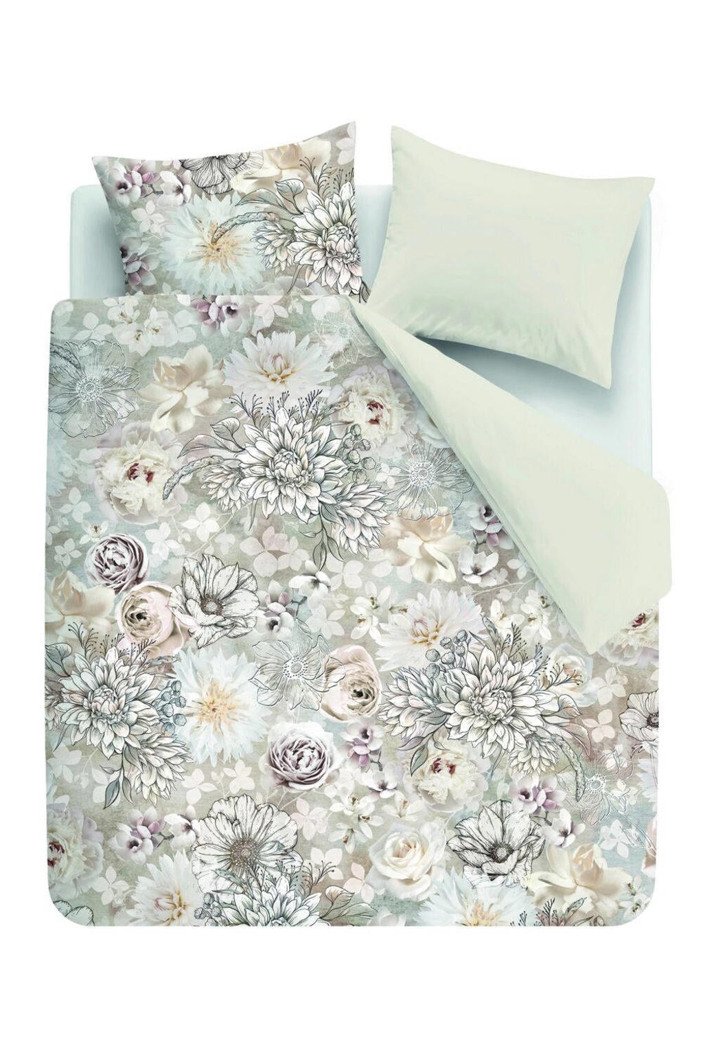 Riviera Maison velours gebloemde lits-jumeaux dekbedovertrek 240x220 cm - zand