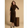 Freebird midi jurk met ceintuur - bruin
