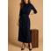 Freebird midi jurk met ceintuur - donkerblauw