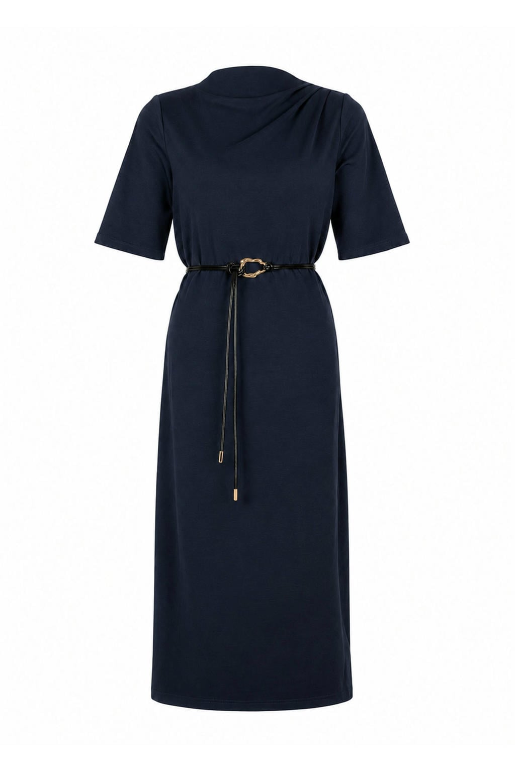 Donkerrode dames Freebird midi jurk van polyester met effen, korte mouwen en ronde hals