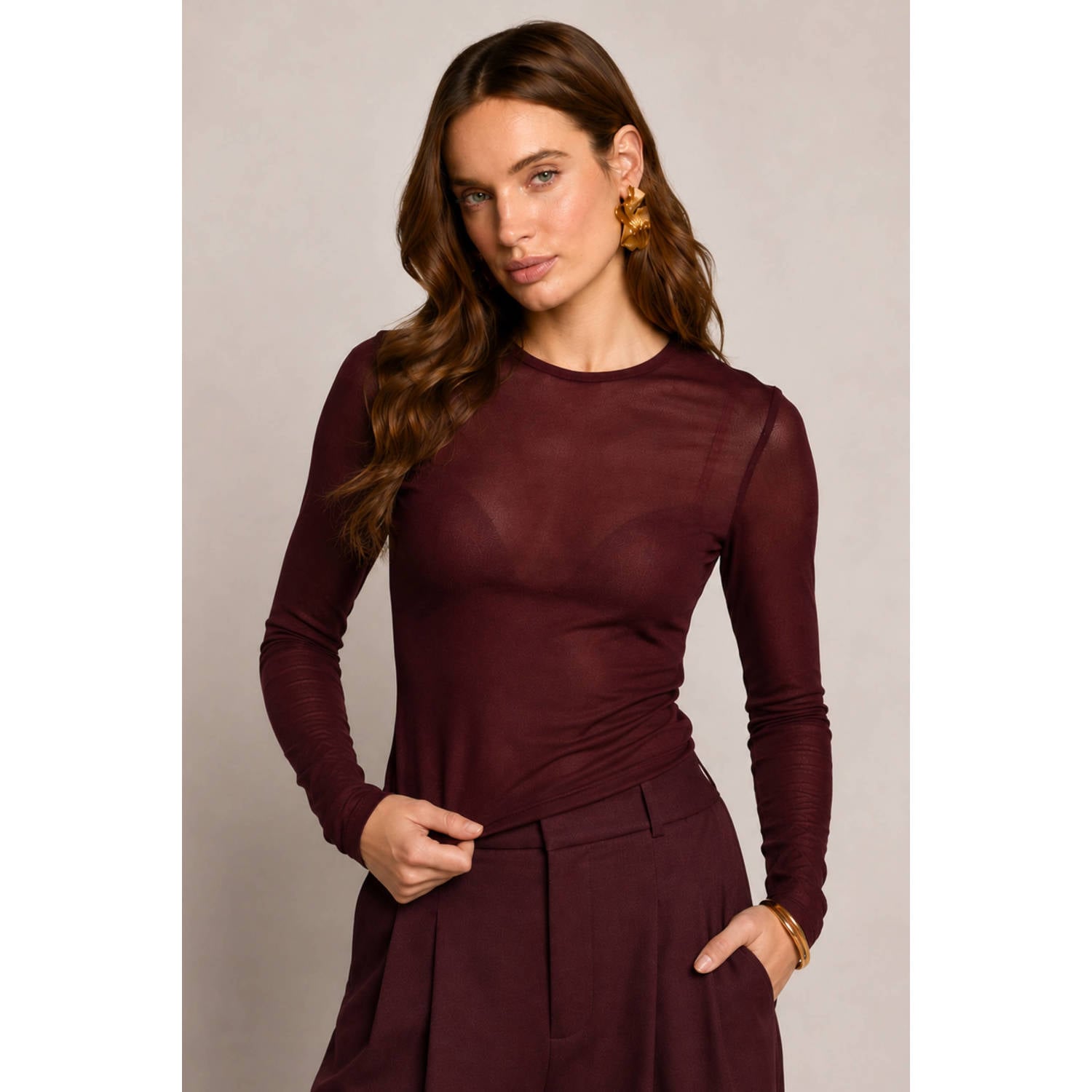 Freebird top donkerrood