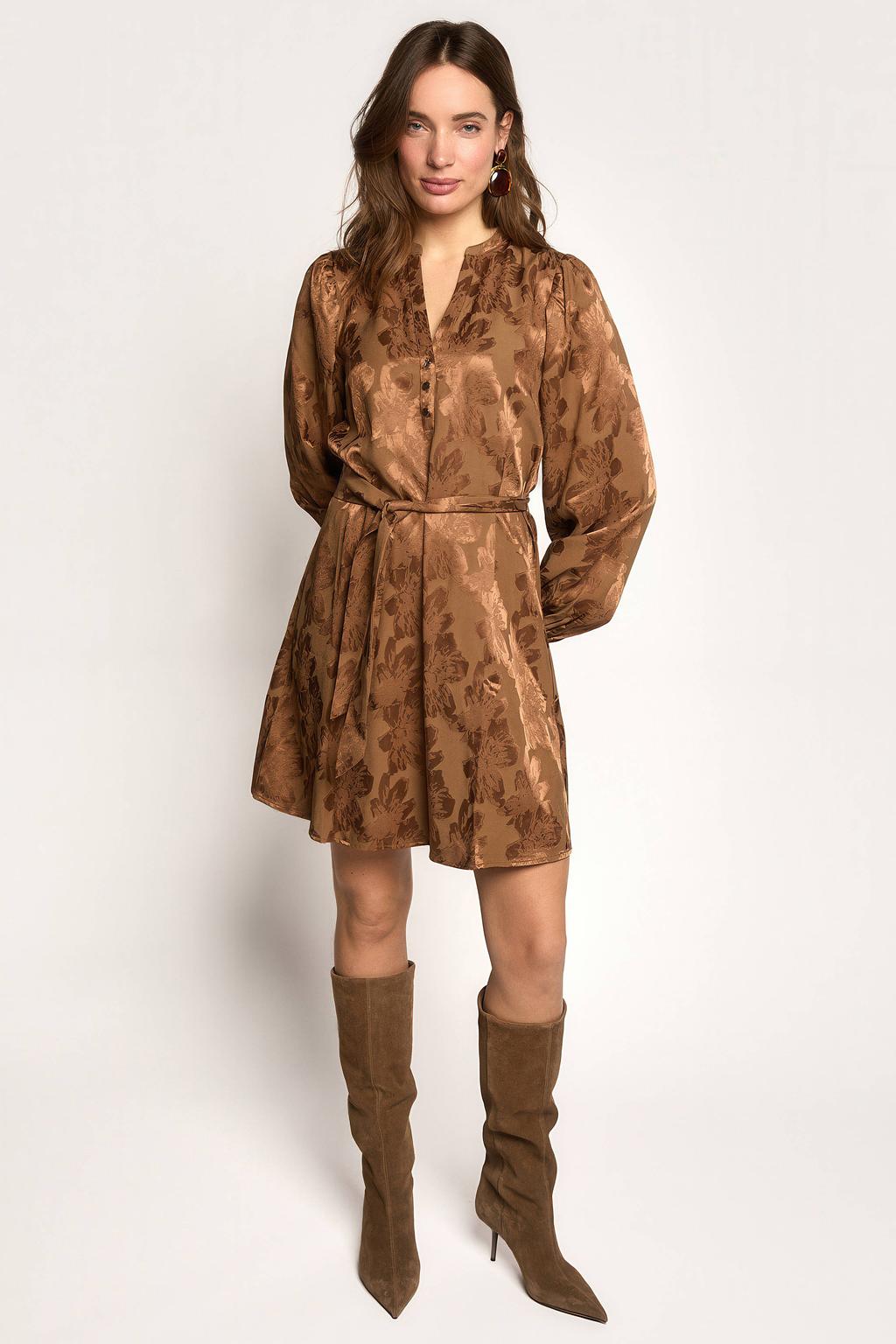 Freebird gebloemde jurk - bruin