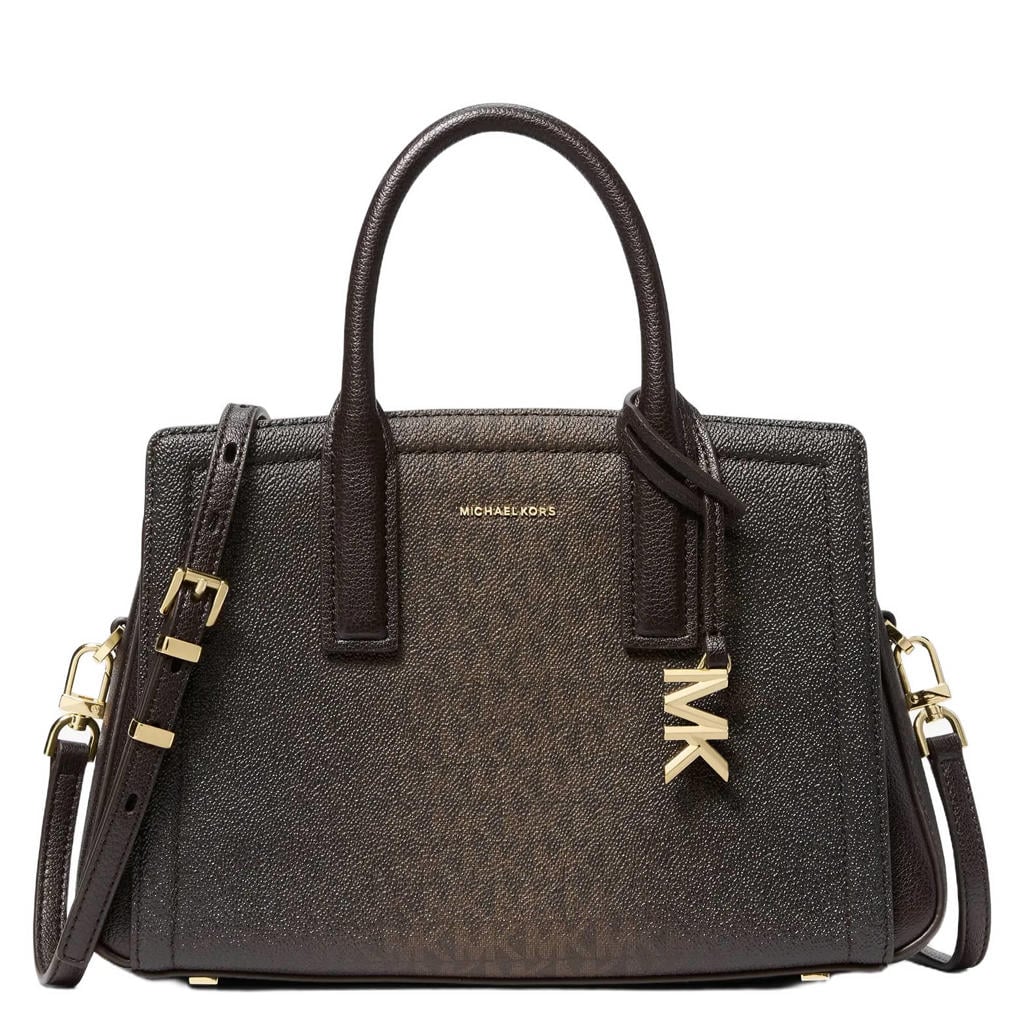 Michael Kors mini handtas Laila met logoprint donkerbruin