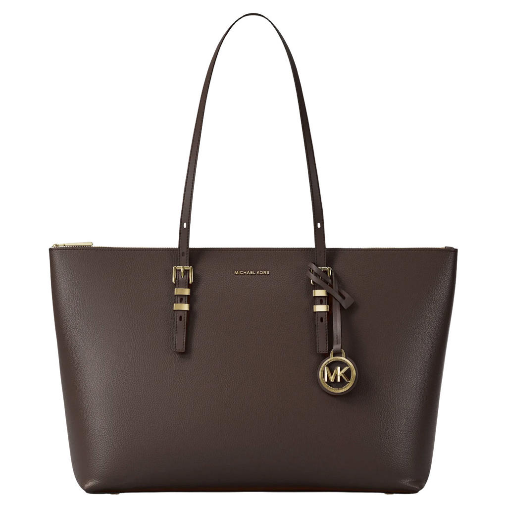 Michael Kors leren shopper Quinn donkerbruin