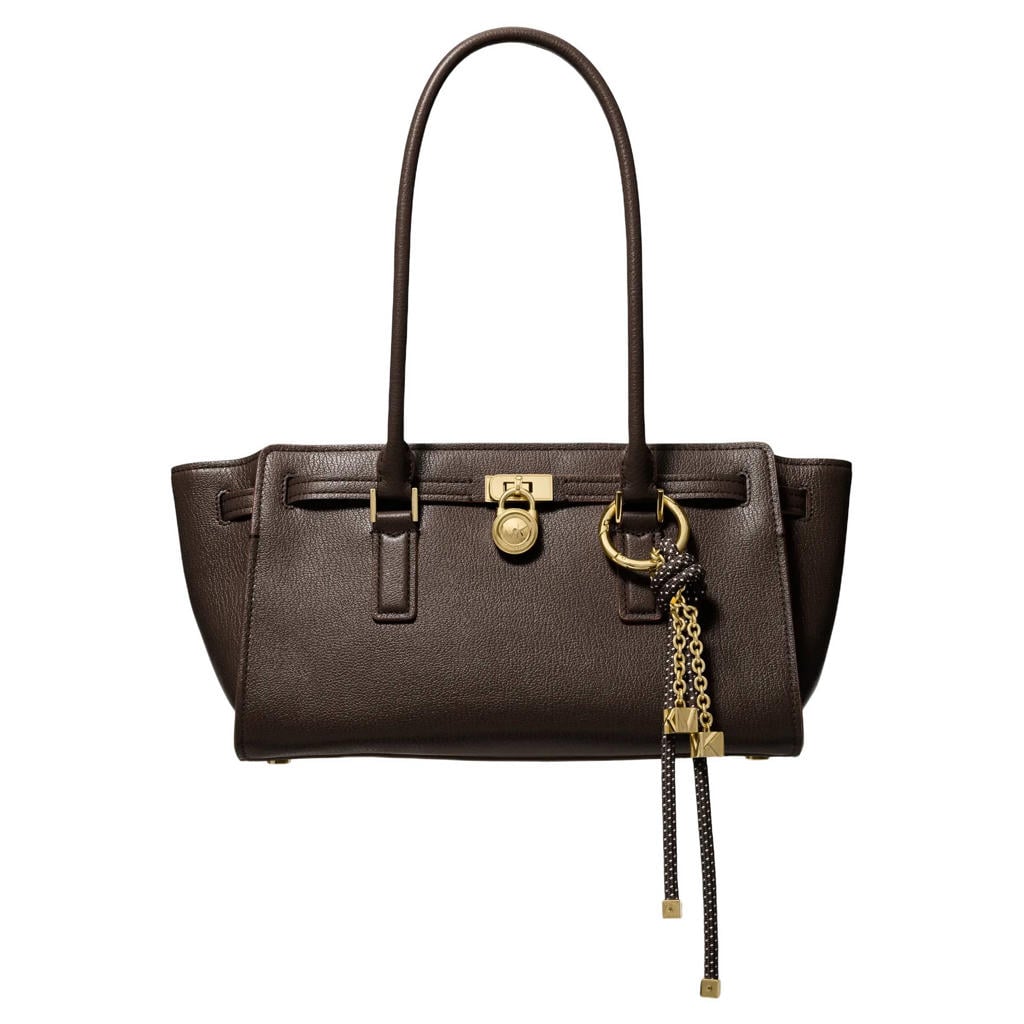 Michael Kors leren schoudertas Hamilton donkerbruin