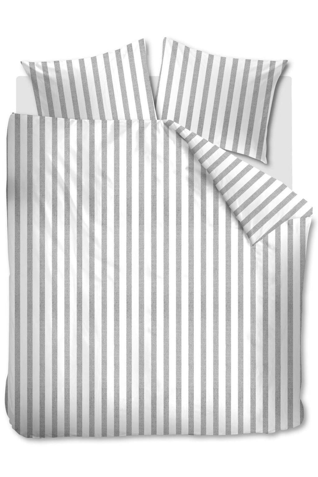 Ambiante katoenen gestreepte lits-jumeaux dekbedovertrek 240x220 cm - grijs