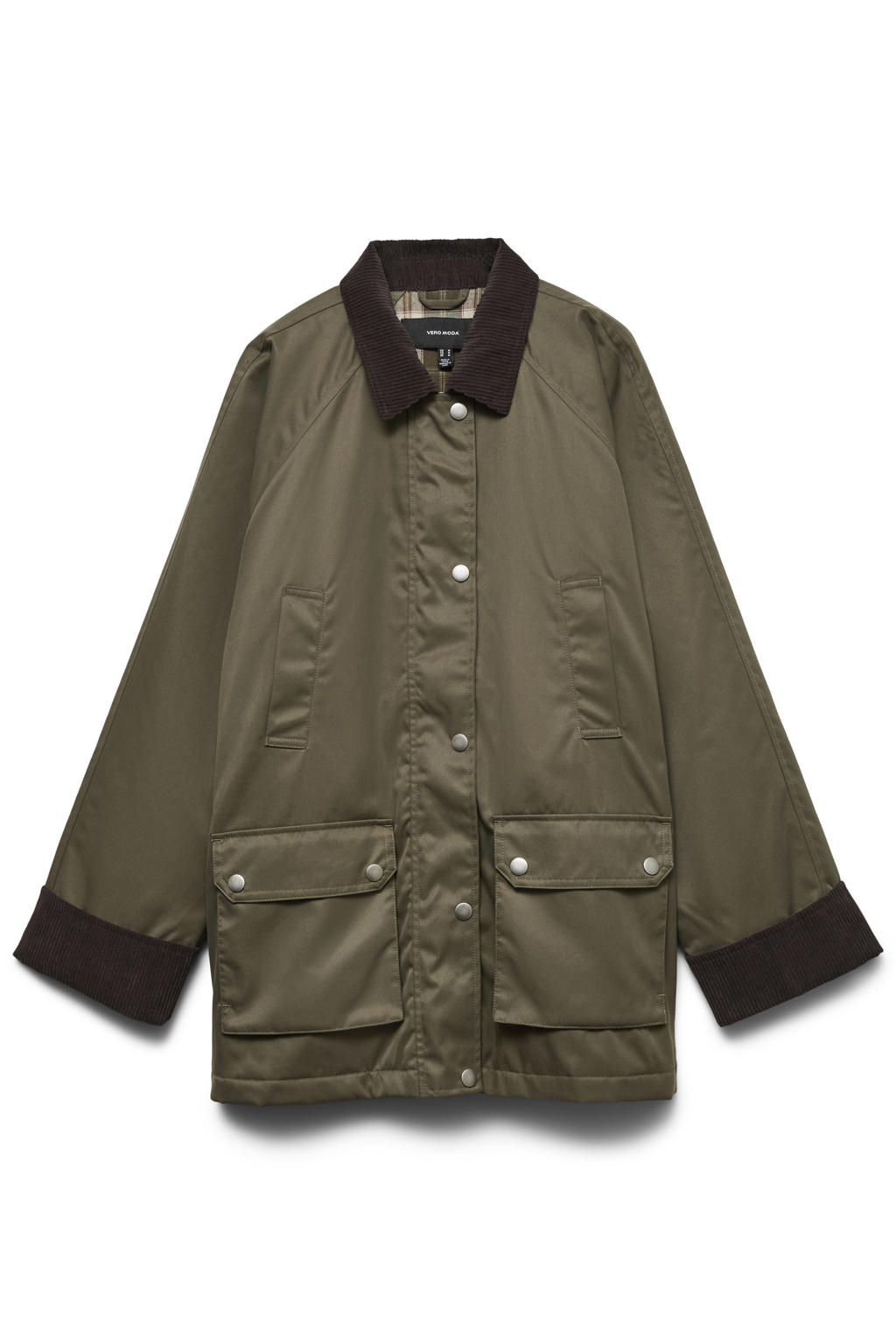 VERO MODA corduroy outdoor jas - olijfgroen
