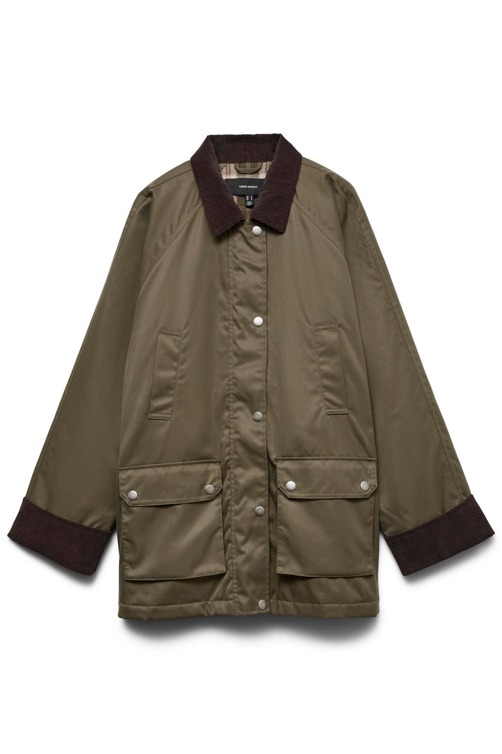 VERO MODA corduroy outdoor jas - olijfgroen