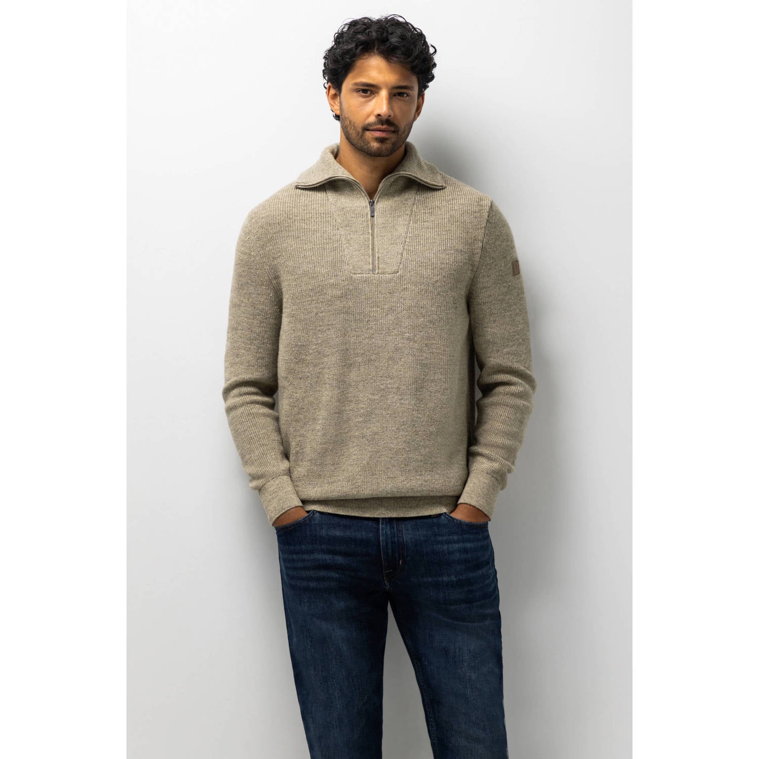 State of Art regular fit gebreide trui mole grijs mango