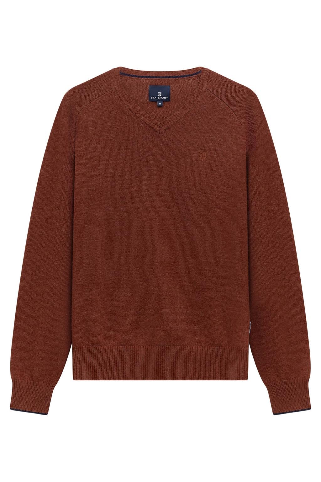 State of Art wollen regular fit gebreide trui - dusty pink plain