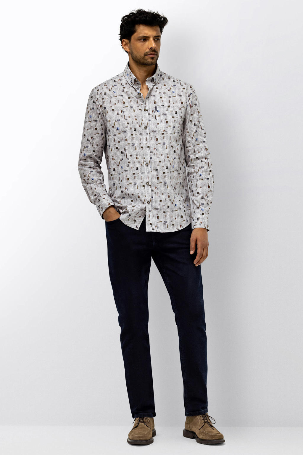 State of Art regular fit overhemd met print - midnight/brick