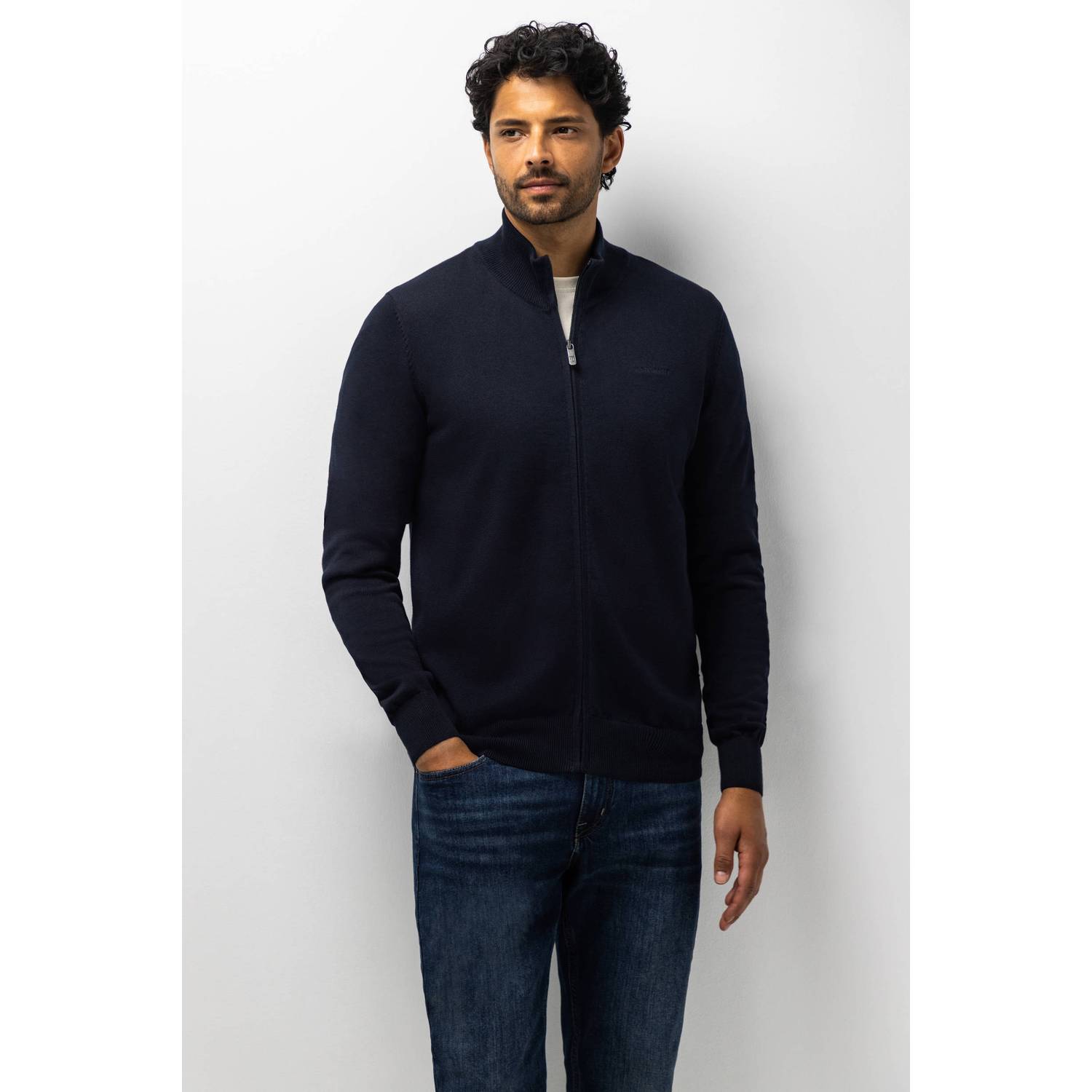 State of Art katoenen gebreid vest donkerblauw