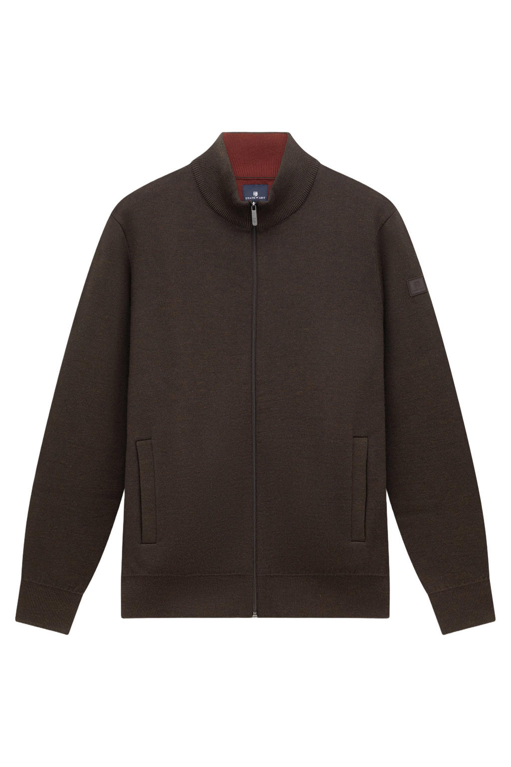 State of Art gebreid vest met wol - donkerbruin