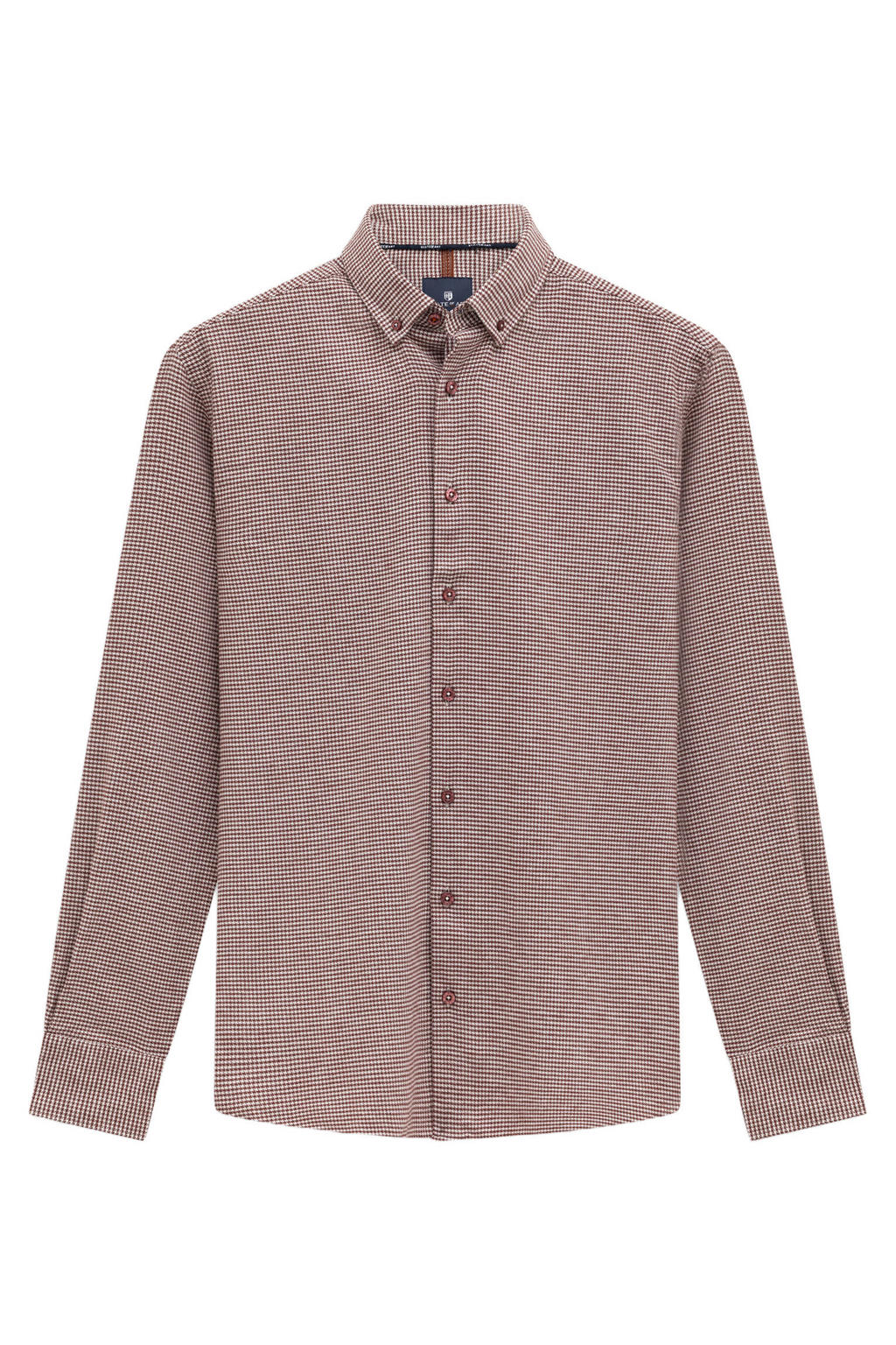 State of Art regular fit pied-de-poule overhemd - donkerrood/wit