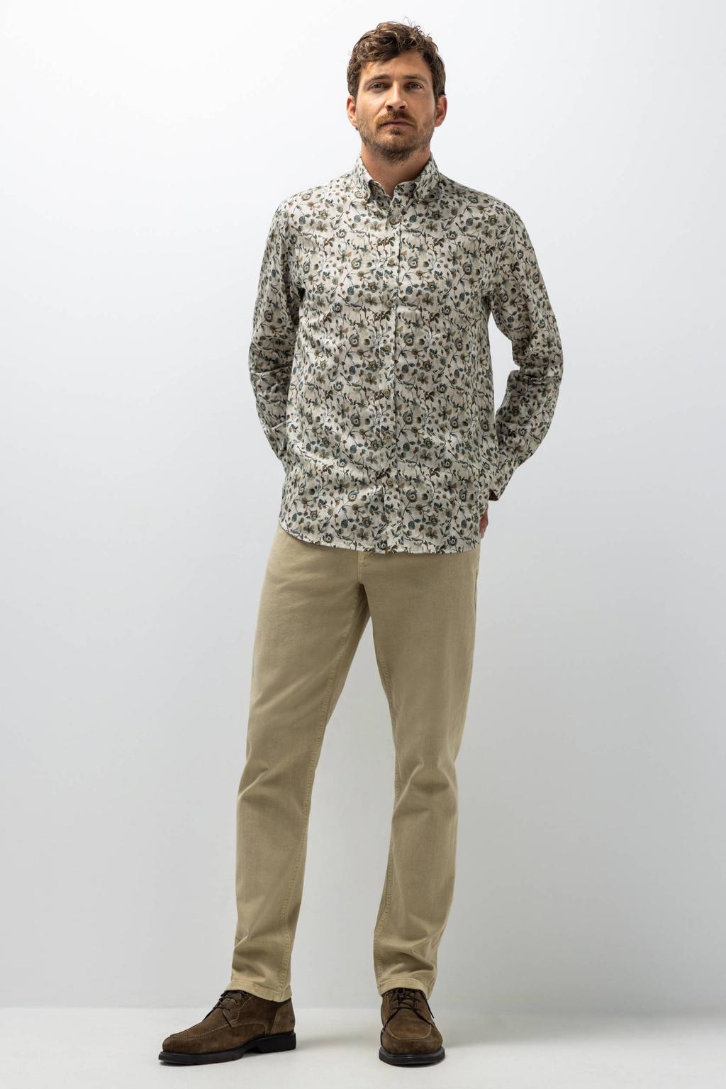 State of Art regular fit gebloemd overhemd - emerald green/grint