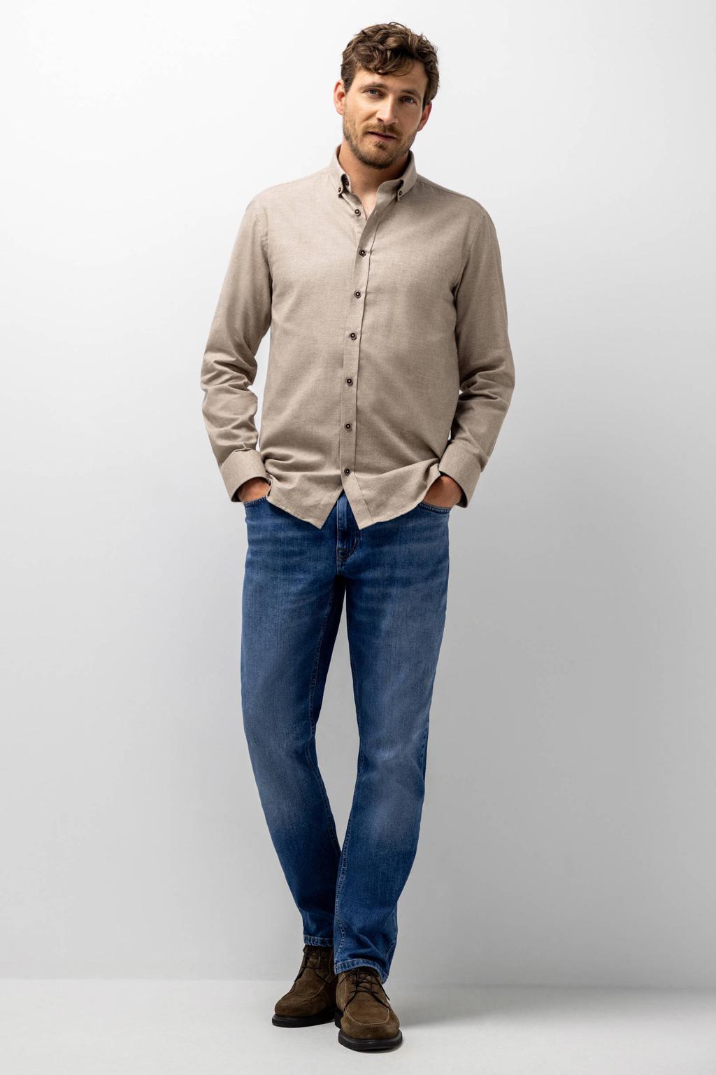 State of Art regular fit twill overhemd met melée - mole grey/white