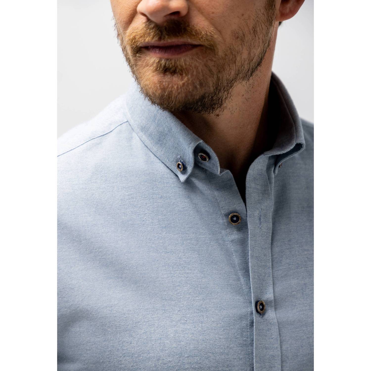 State of Art regular fit twill casual overhemd met melée grey blue white