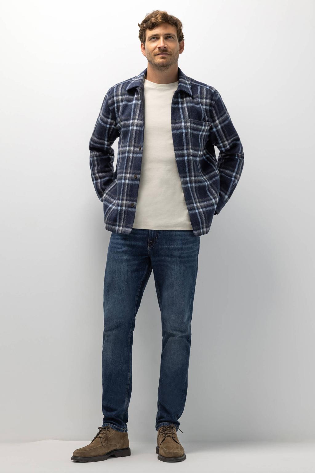 State of Art regular fit geruit overshirt - dark-blue/medium-grey