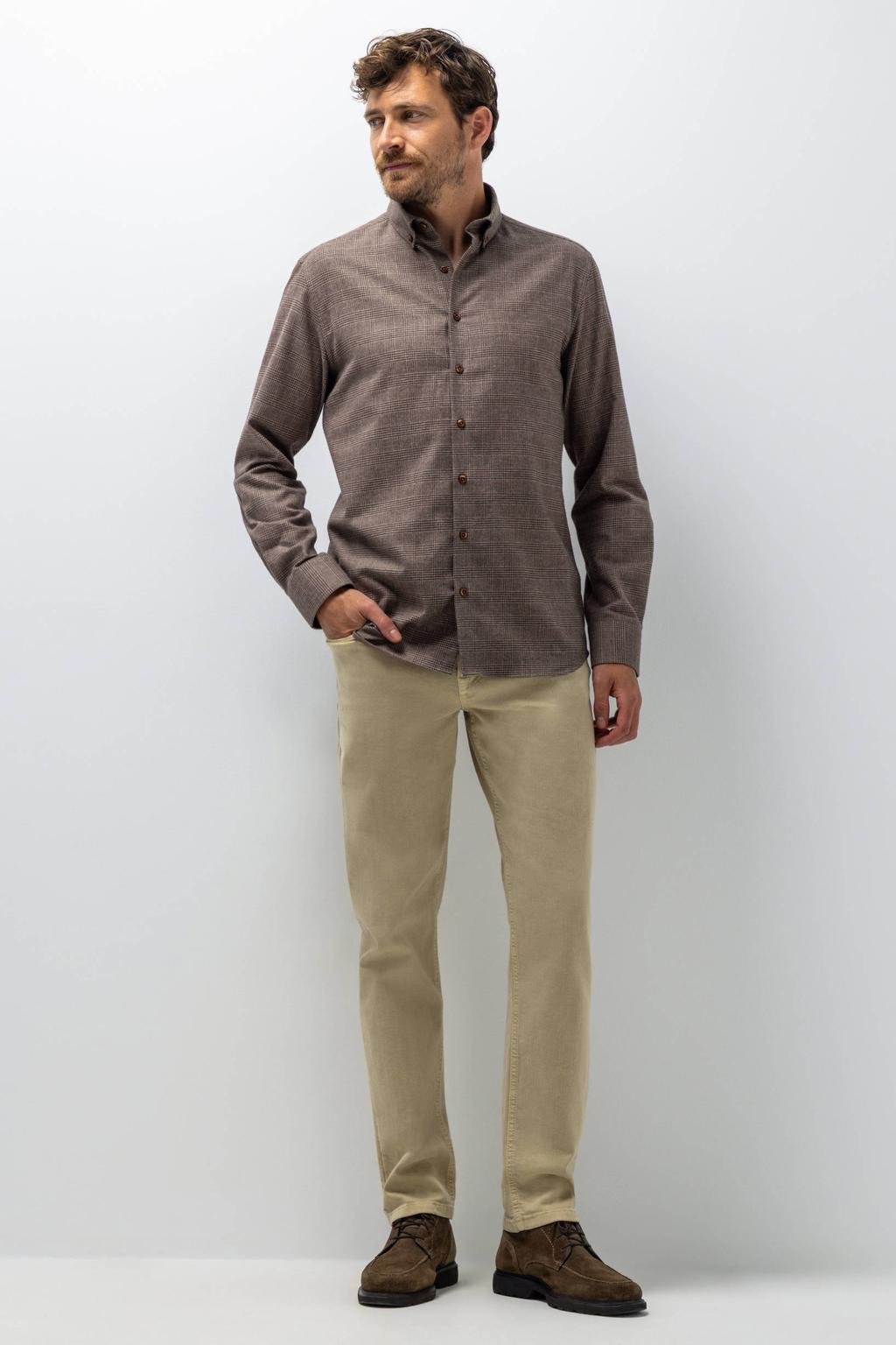 State of Art regular fit pied-de-poule overhemd - brown/dark brown