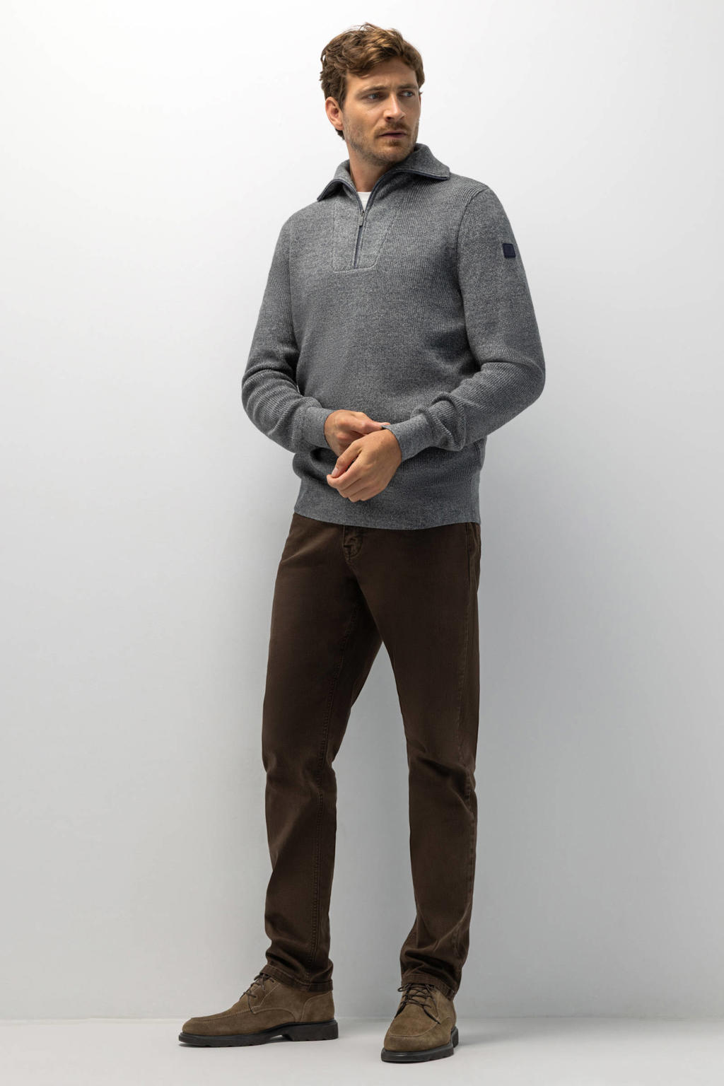 State of Art regular fit gebreide trui - midnight/grint