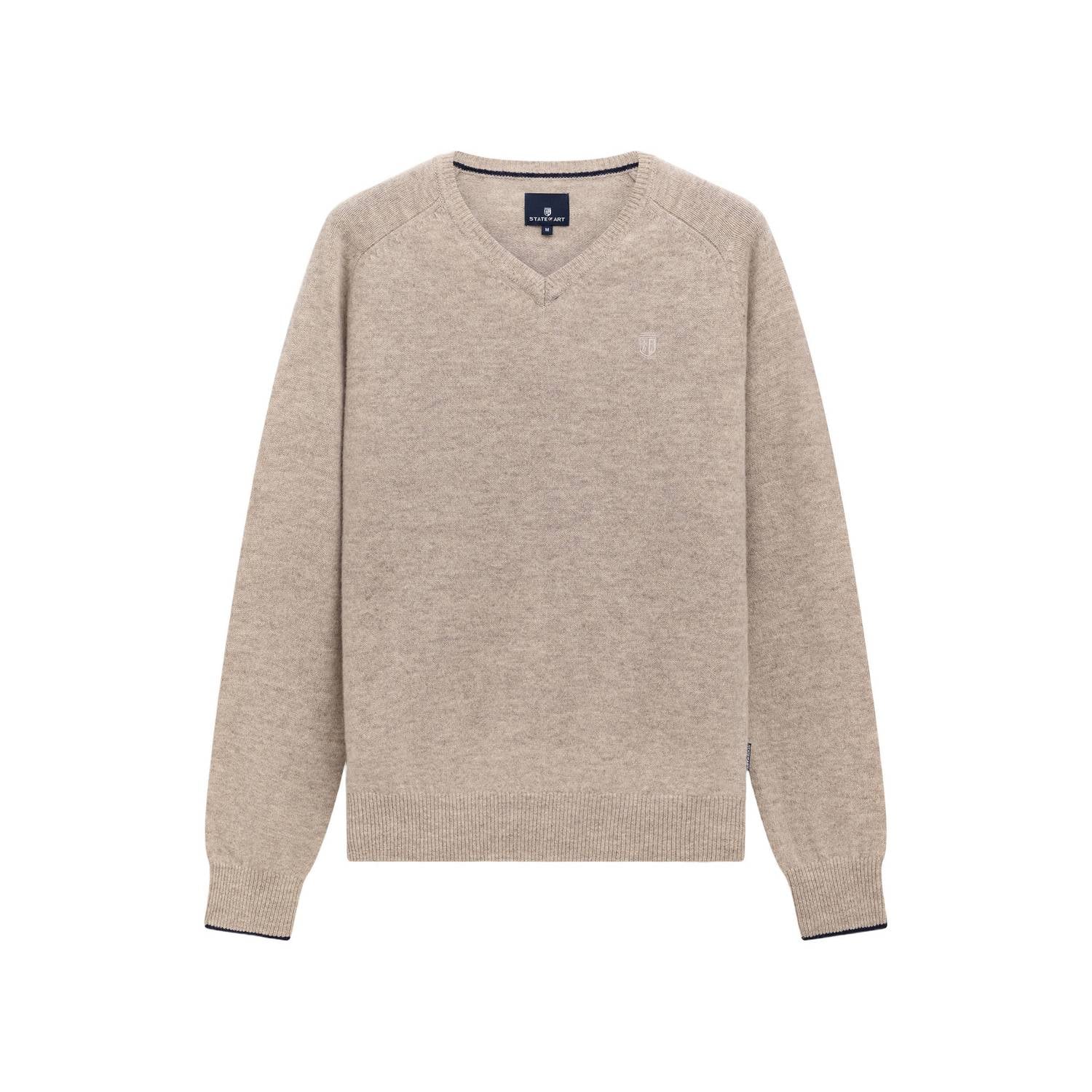 State of Art wollen regular fit gebreide trui mole grey plain