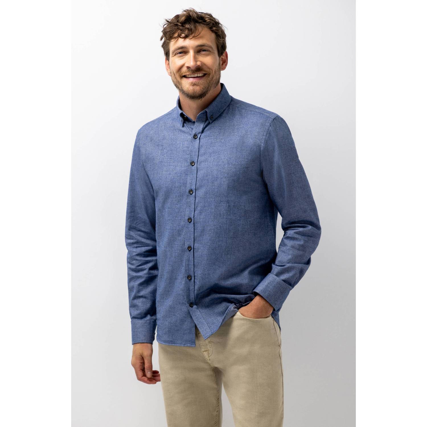 State of Art regular fit casual twill overhemd dark-blue white