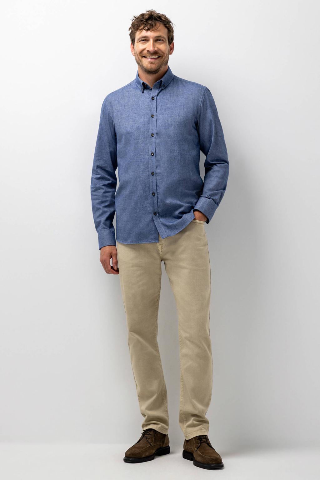 State of Art regular fit casual twill overhemd - dark-blue/white