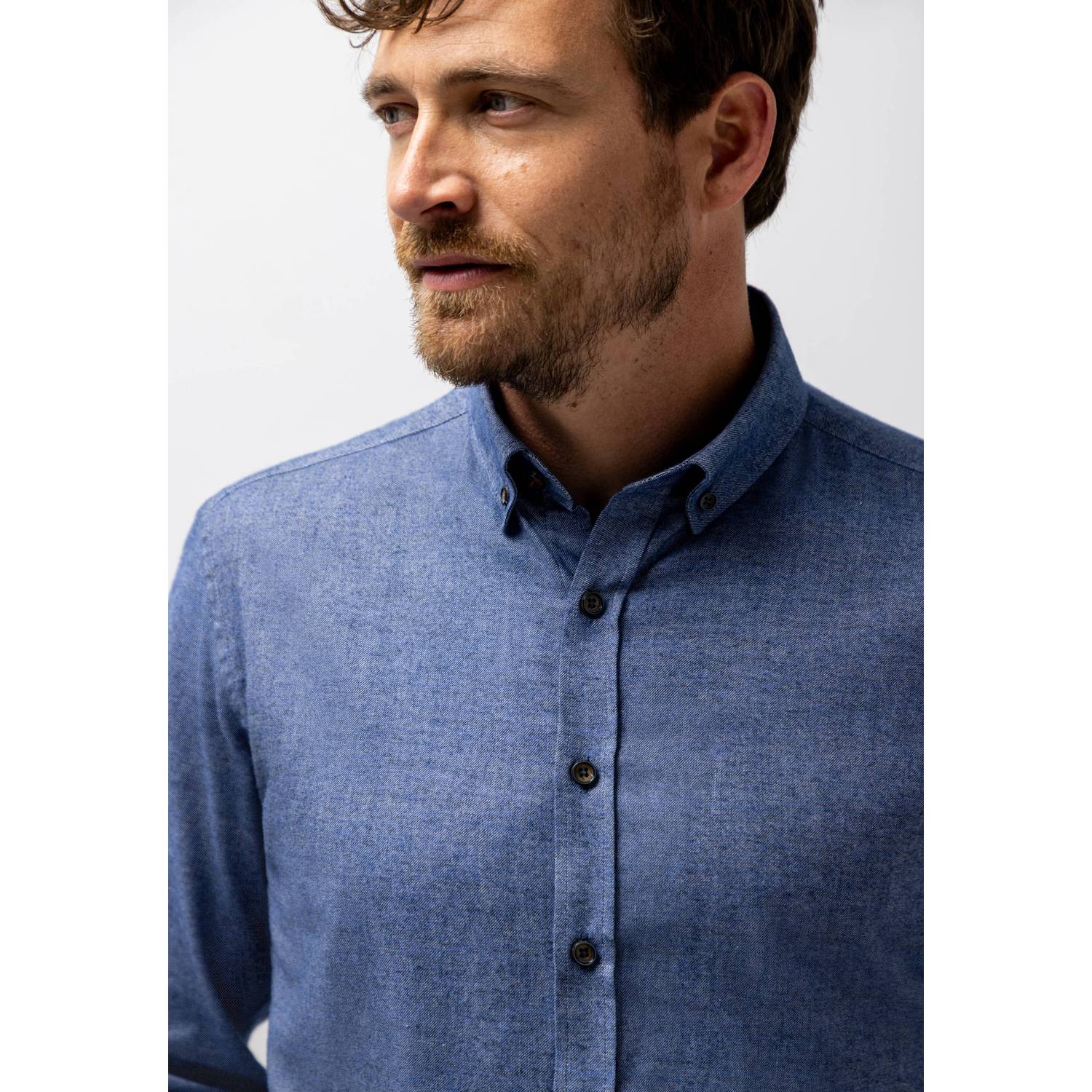 State of Art regular fit casual twill overhemd dark-blue white