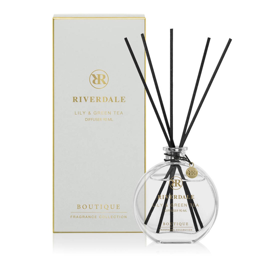 Riverdale geurstokjes Boutique - Lily & Green Tea grijs - 90 ml