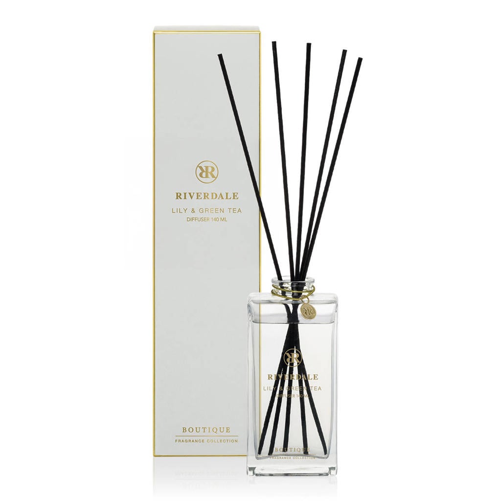Riverdale geurstokjes Boutique - Lily & Green Tea grijs - 140 ml