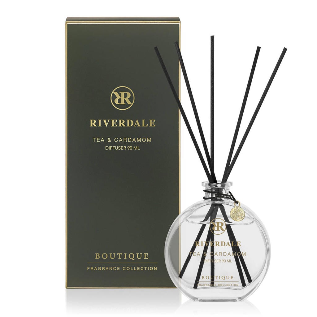 Riverdale geurstokjes Boutique - Tea & Cardamom groen - 90 ml