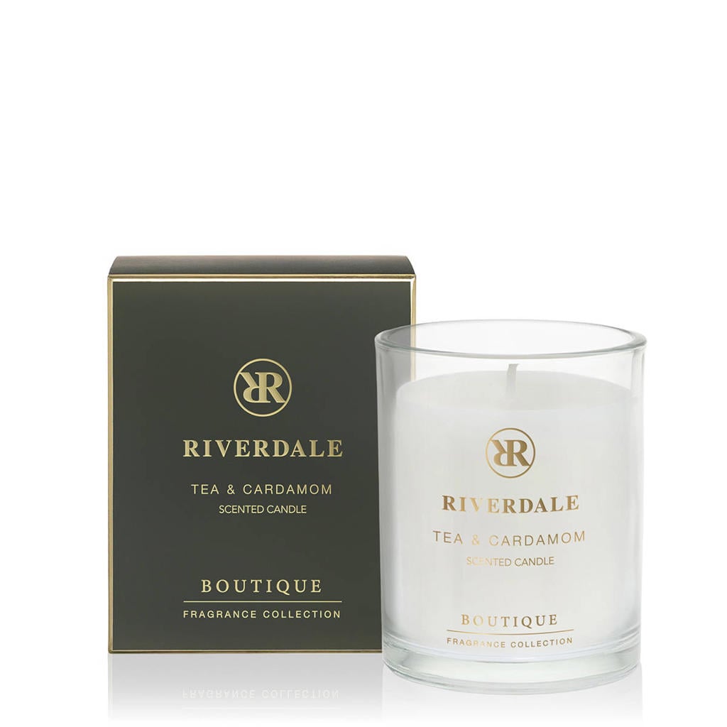 Riverdale geurkaars in pot Boutique - Tea & Cardamom - 10cm groen