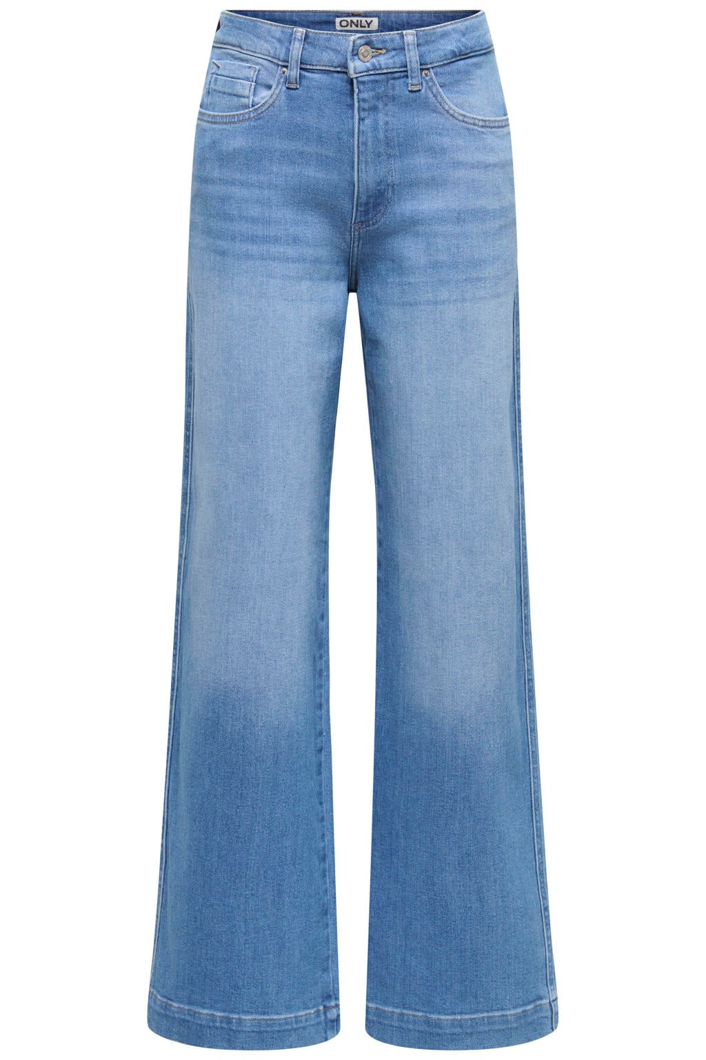 Light blue denim dames ONLY Onlally Hw Wide Leg Dnm Box jeans met high waist, rits- en knoopsluiting en effen