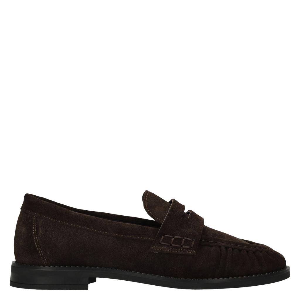 Donkerblauwe dames Manfield suède loafers - van leer