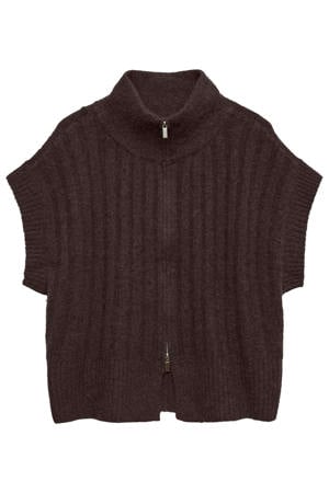 gebreid vest met wol - bruin
