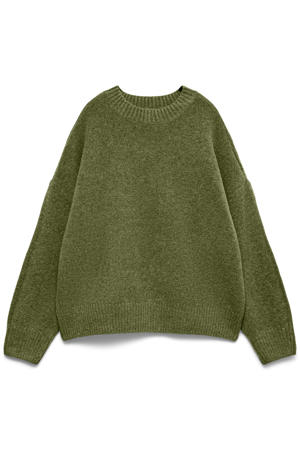 oversized gebreide trui met wol - groen