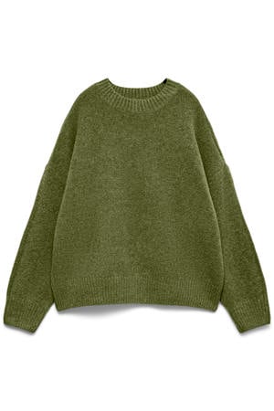 oversized gebreide trui met wol - groen