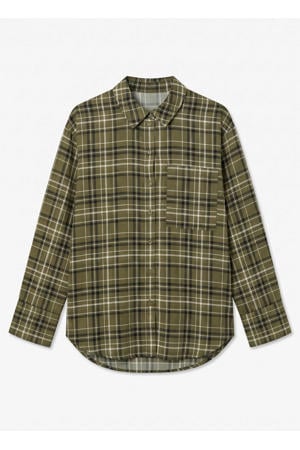 geruite blouse met ceintuur - groen