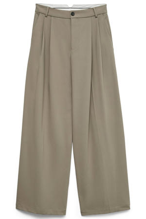 wide leg casual broek met plooien - taupe
