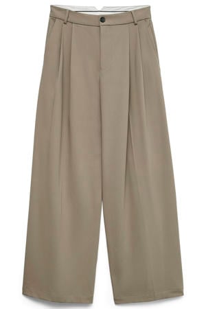 wide leg casual broek met plooien - taupe