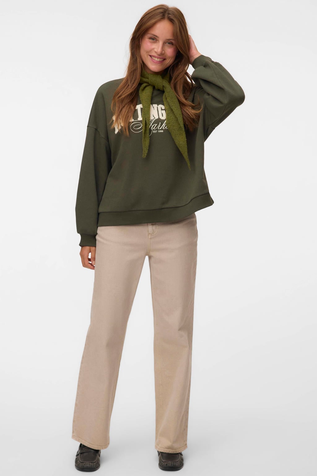 VERO MODA x Wehkamp sweater met print - groen